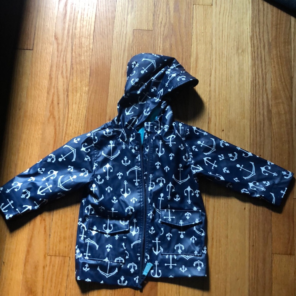 Blue nautical rain coat